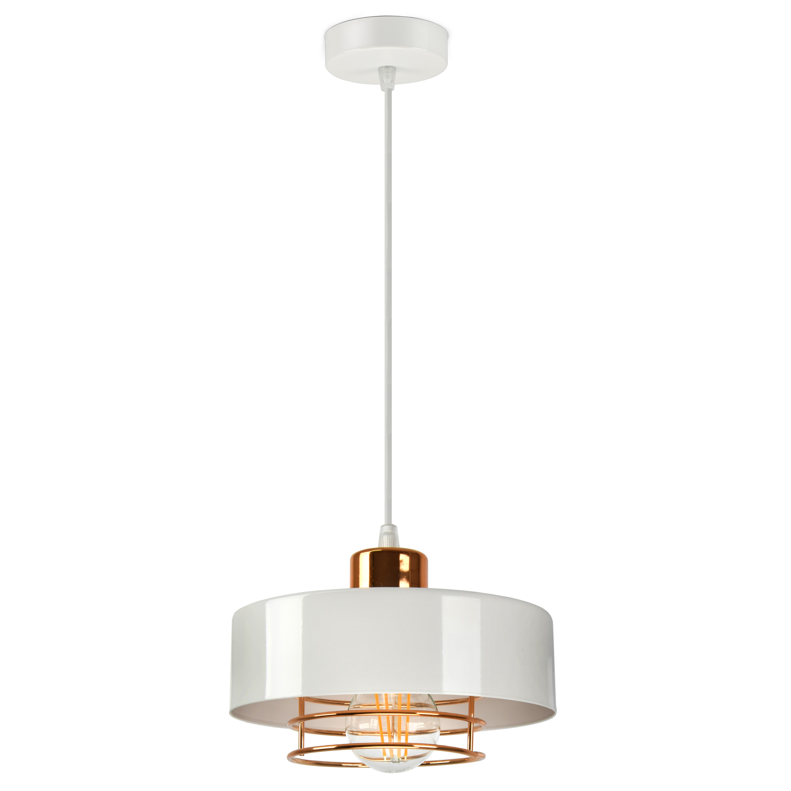 

Lampa Wisząca Sufitowa Żyrandol Biała Miedź Loft