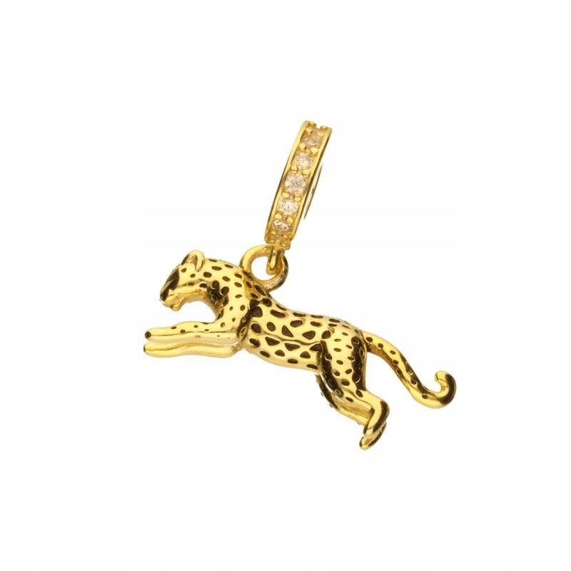 Přívěsek Bead stříbrný 925 s pozlacením a motivem divoké kočky leoparda