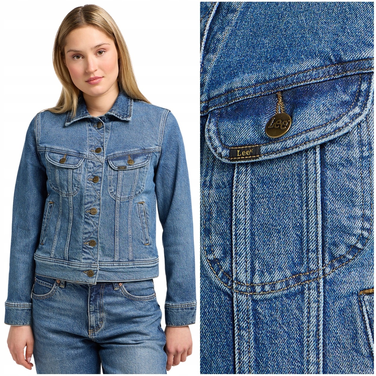Lee Rider Jacket Classic Indigo přiléhavá dámská katana džínová bunda XL