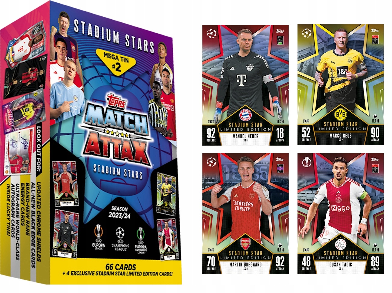 DUŻA PUSZKA #2 KARTY PIŁKARSIE DO ALBUMU MATCH ATTAX 2024 CHAMPIONS LEAGUE