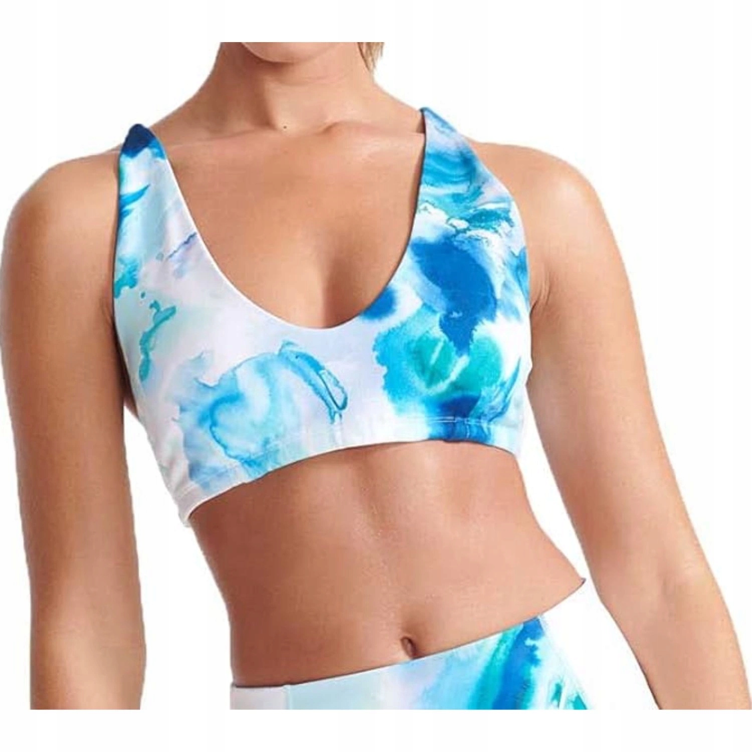 Biustonosz Superdry top sportowy damski niebieski gładki crop wzorzysty r S