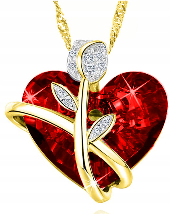 Dámský náhrdelník srdce křišťál stříbro pozlacený ryzost 925