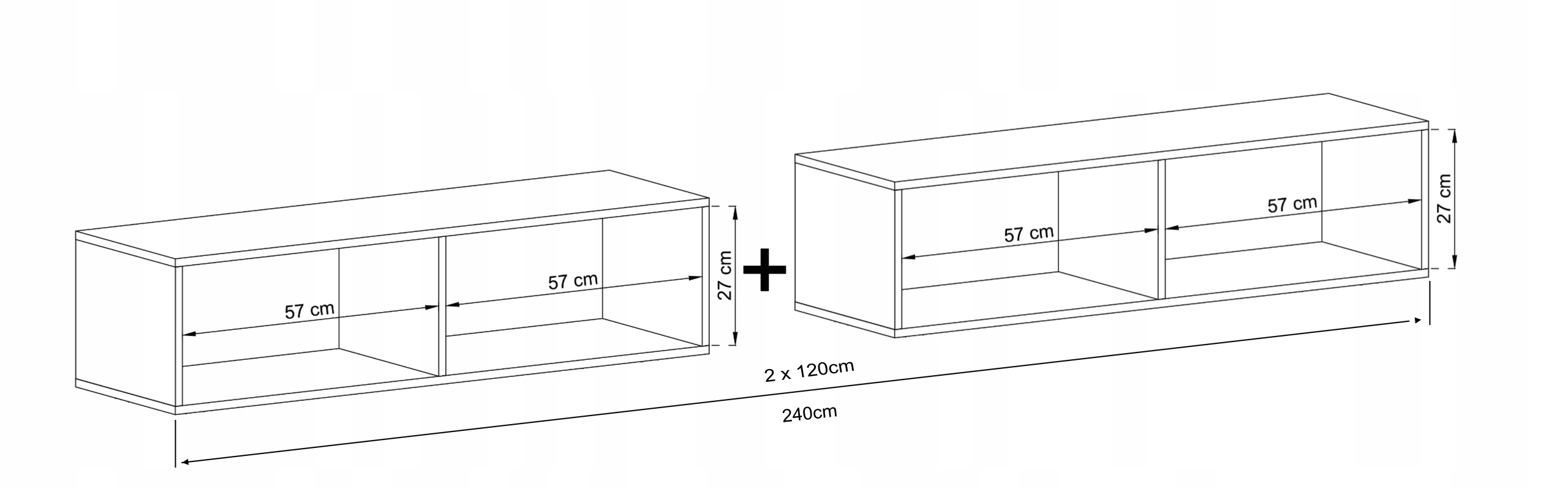 Szafka RTV Loft wisząca grafit komoda RTV Loft 240 Szerokość mebla 240 cm