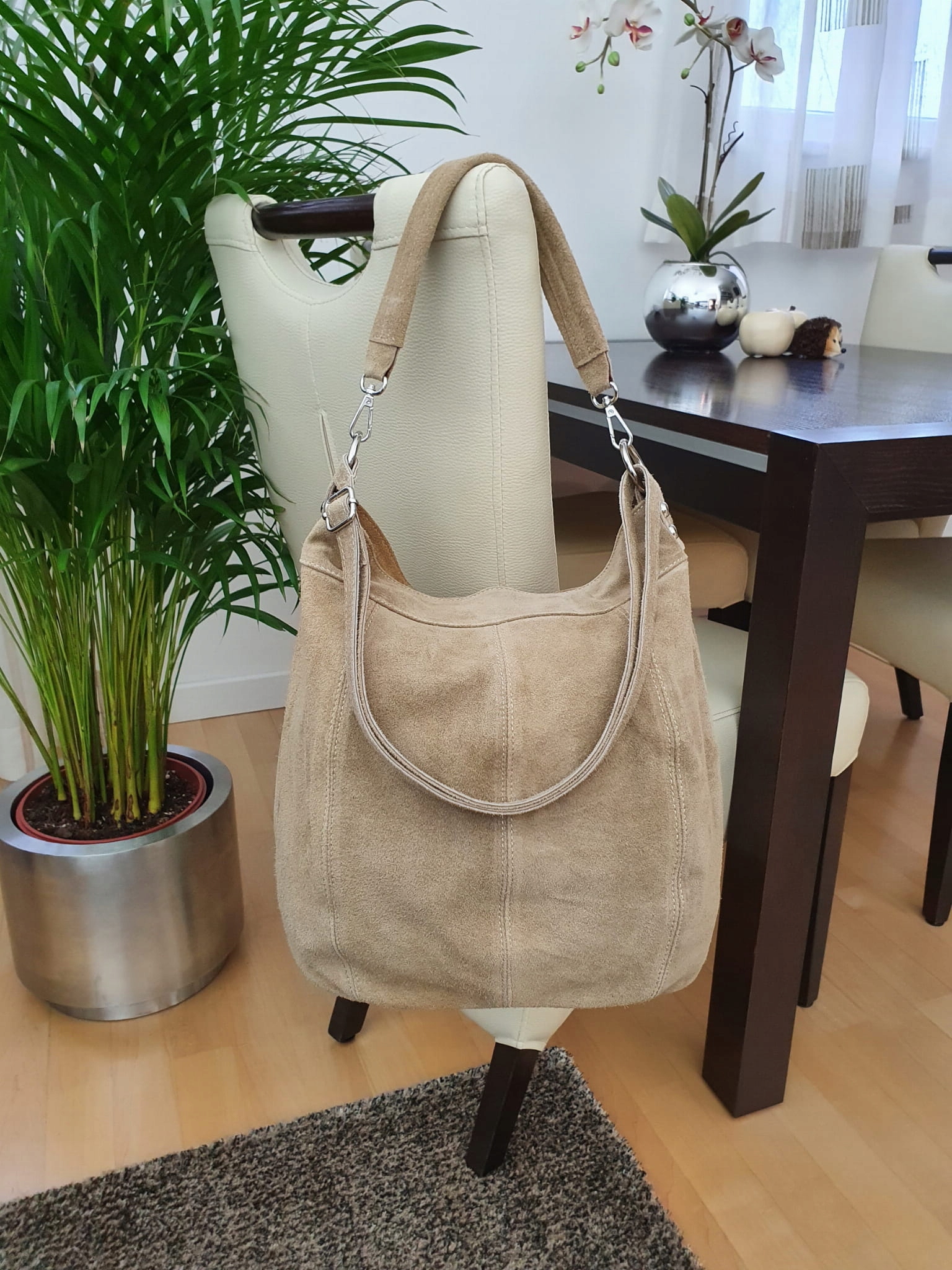 TOREBKA zamszowa damska worek z paskiem BEŻOWA Marka inna