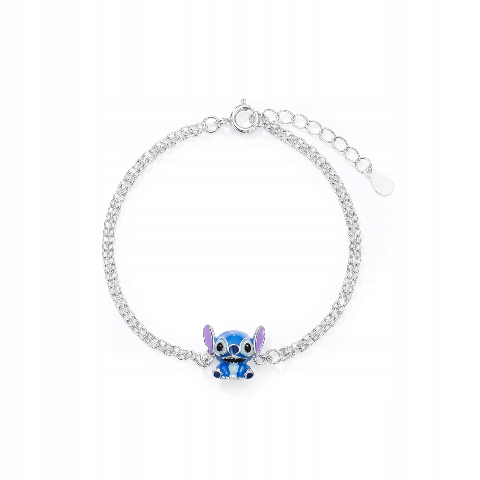 Stříbrný náramek 925 s 3D smaltem Stitch pro malou slečnu Dárek
