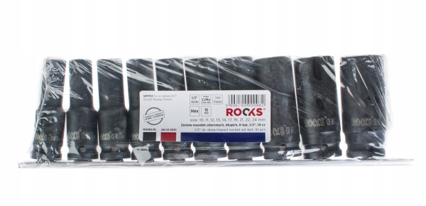 ROOKS ZESTAW NASADEK UDAROWYCH DŁUGICH ,6-KĄT 1/2", 10 CZ, 10-24 MM