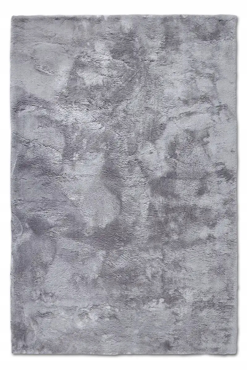 Plyšový shaggy koberec do obývačky 160 x 230 cm, hrubý strieborný s mazajom