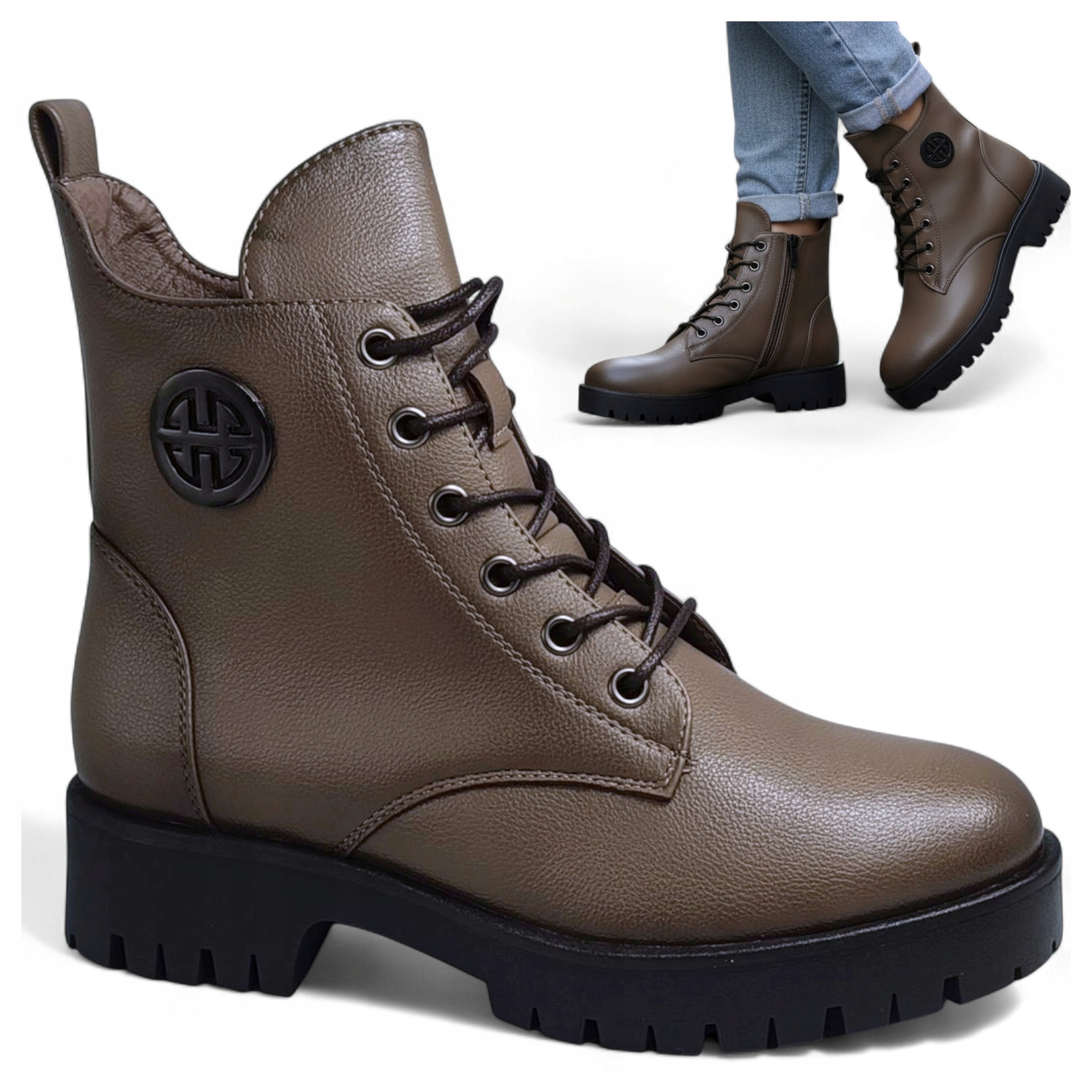 Dámské Kotníkové Boty Podzimní 37 Elegantní zateplené ploché šněrovací boty Potocki