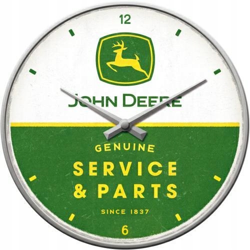 Zegar ścienny JOHN DEERE na prezent metal+szkło 31 cm