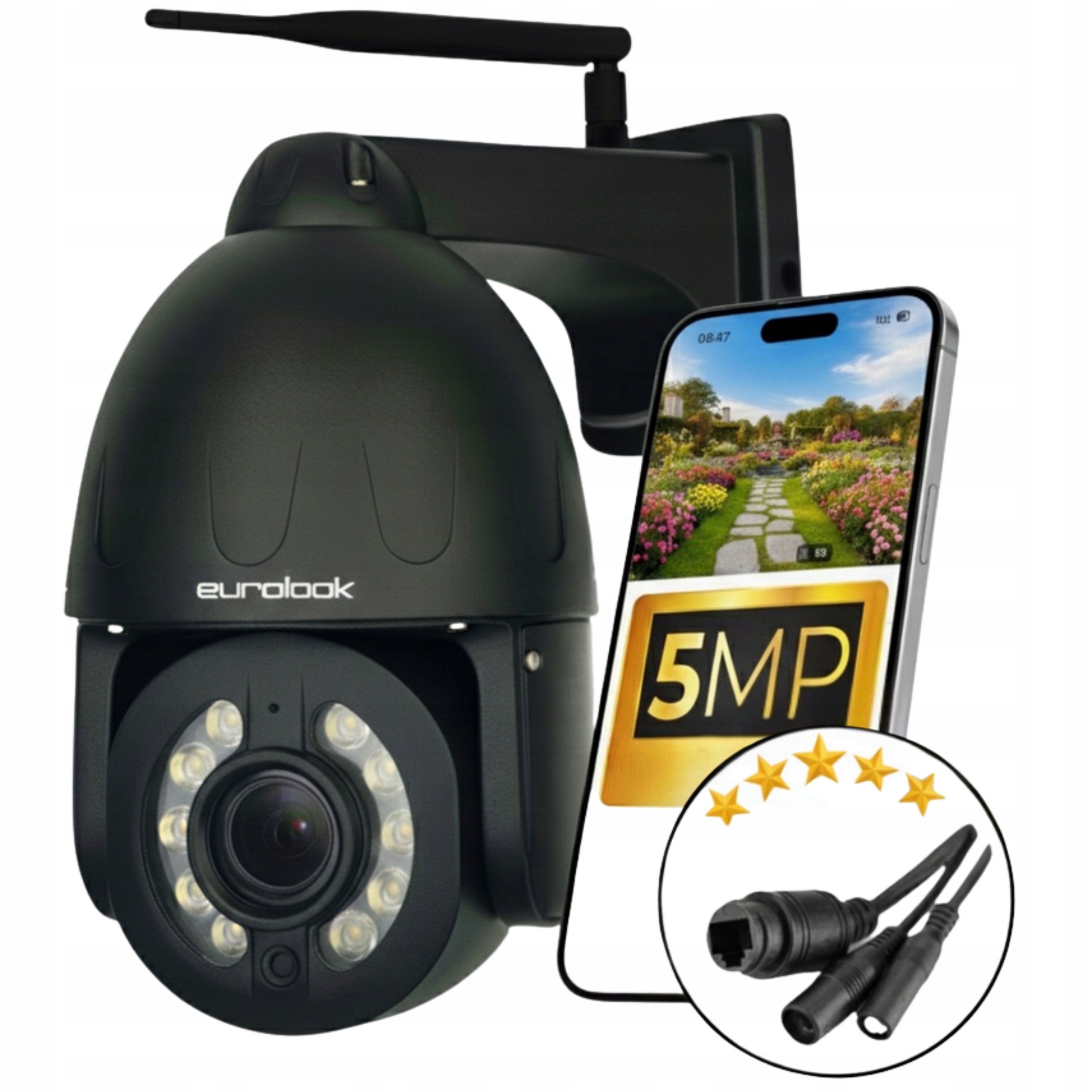 Venkovní Ip Wifi Otočná Kovová Kamera 5MPX Audio Optický Zoom Sony