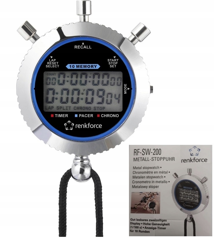 PROFESJONALNY STOPER ELEKTRONICZNY 0,01s BIEGANIE SPORT RENKFORCE GERMANY