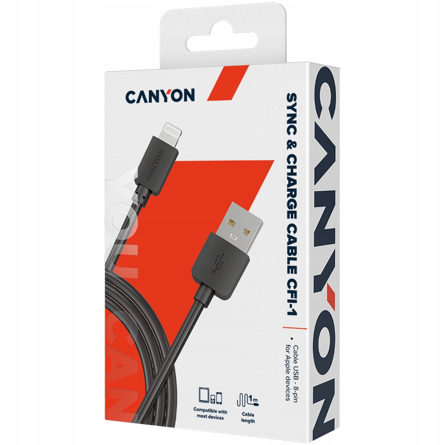 CANYON Kabel CFI-1 USB do Lightning 5W 1m Czarny — 6