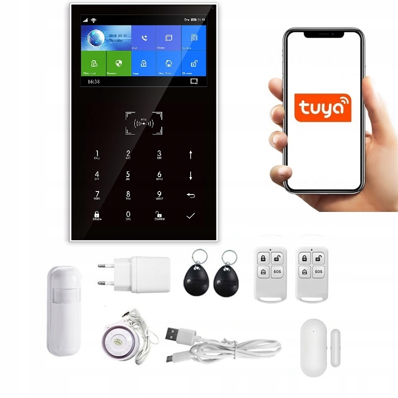 Bezdrôtový LCD Alarm 4.3" Gsm WiFi Tuya Smart V Poľštine