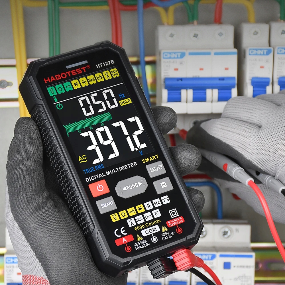 CYFROWY MULTIMETR UNIWERSALNY TRUE RMS NCV TERMOPARA PRZEWODY ETUI BATERIE Stan opakowania oryginalne