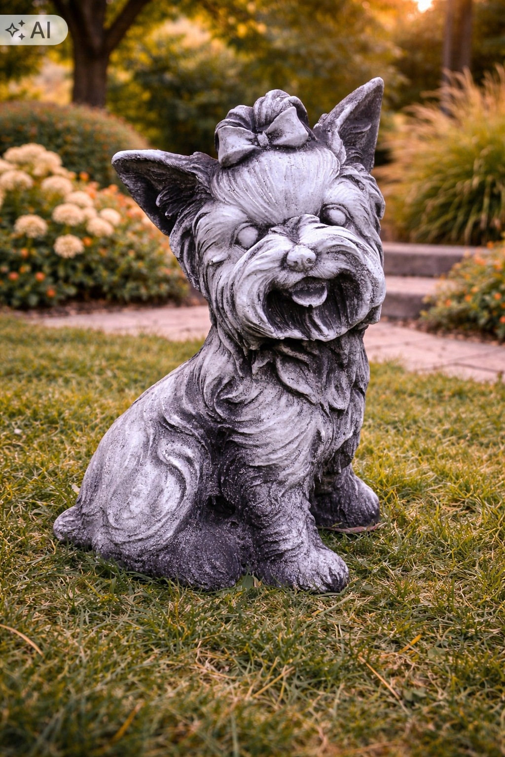 Figura betonowa ogrodowa Pies Jork figurka piesek York