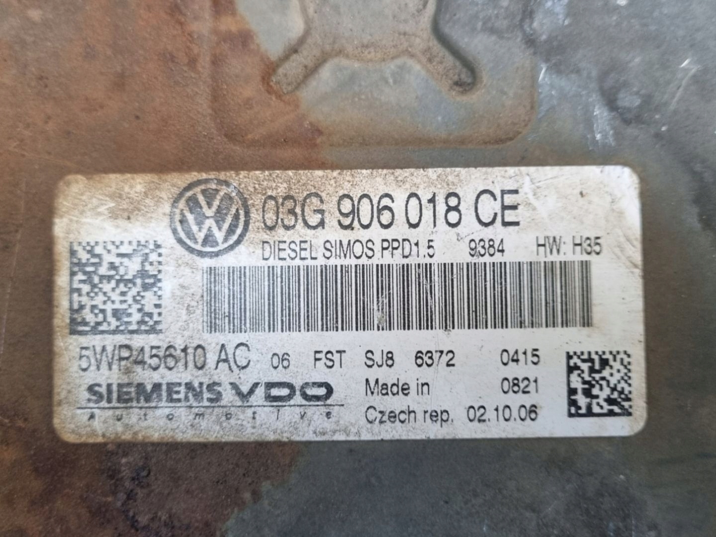 Montaggio startowy Volkswagen Passat B6 2006 03G906018CE