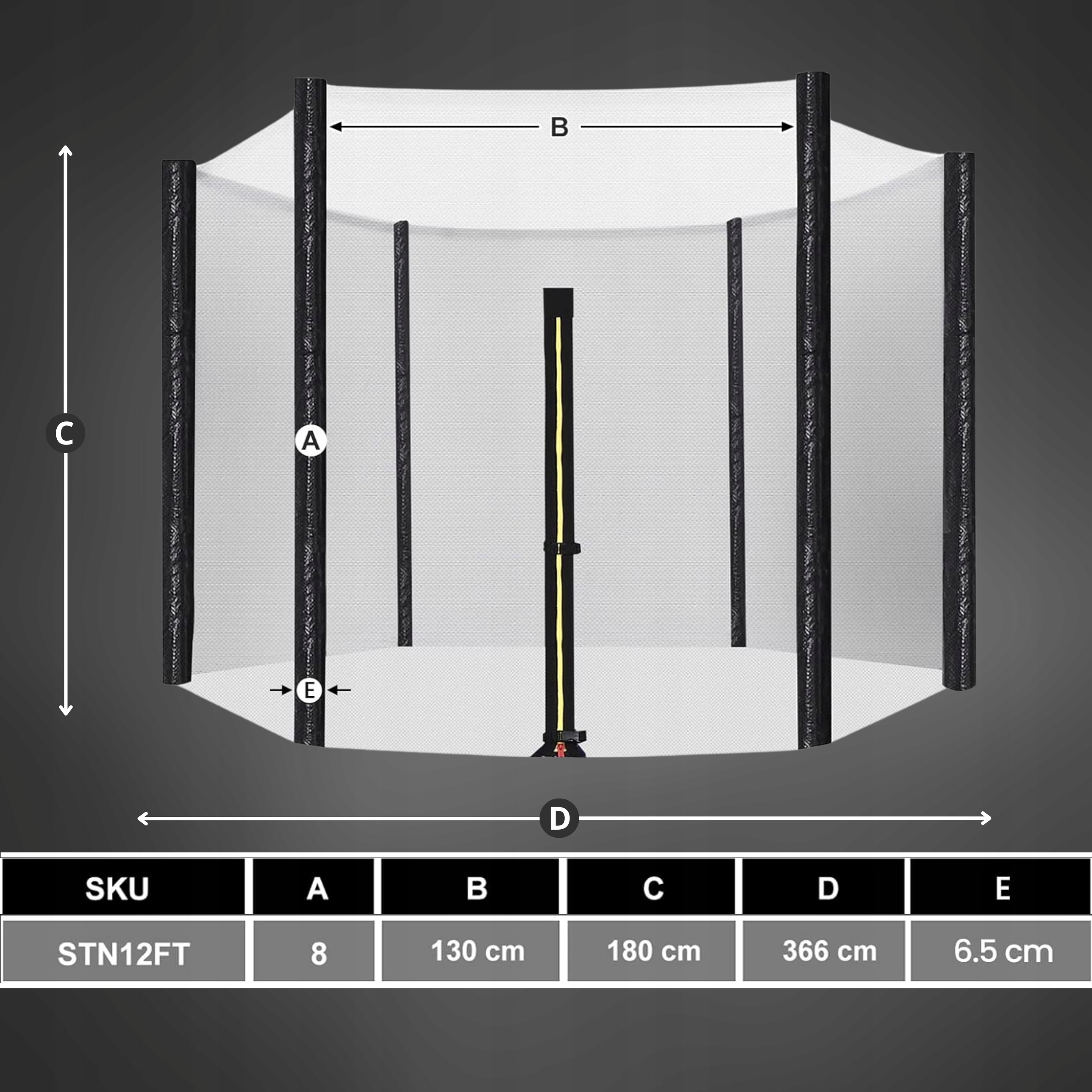 SIATKA DO TRAMPOLINY ZEWNĘTRZNA MOCNA OCHRONNA UNIWERSALNA WYSOKA 366cm 8sł Rodzaj zewnętrzna