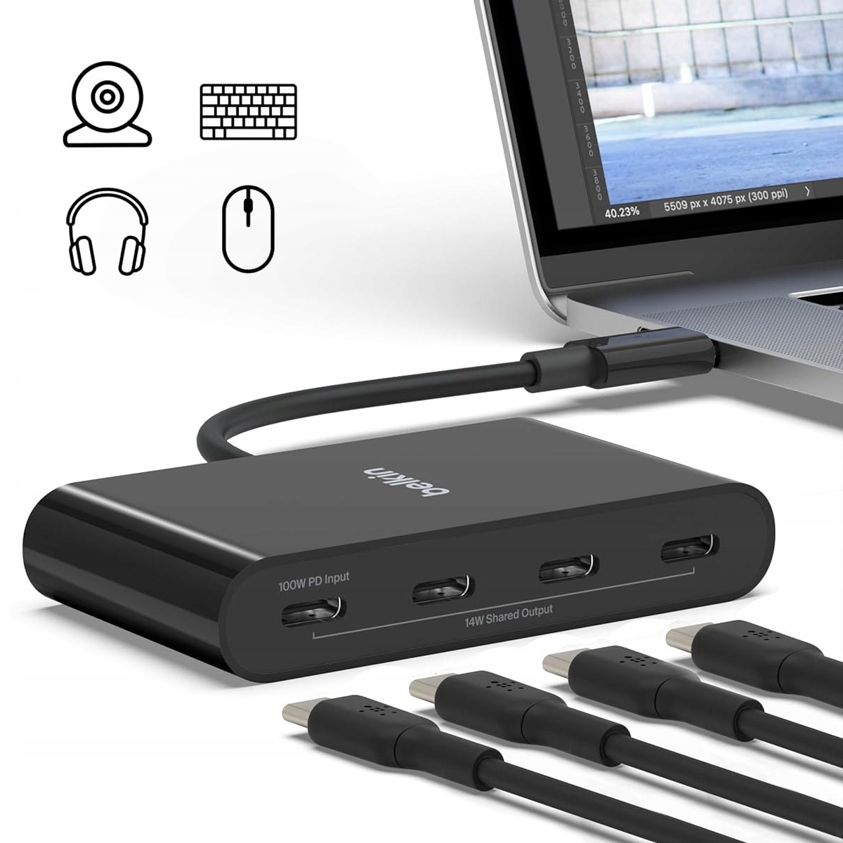 Belkin Hub kompaktowy USB-C do laptopa, AVC018 do 4x USB-C 3.2 Gen2, 10Gb/s Producent Belkin