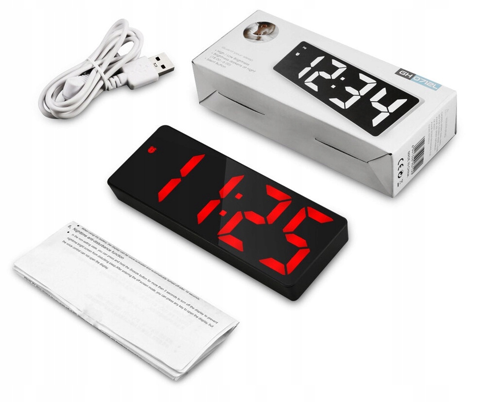 BUDZIK ZEGAR ELEKTRONICZNY STOJĄCY ELEKTRYCZNY LED USB TERMOMETR DUZE CYFRY Materiał dominujący tworzywo sztuczne