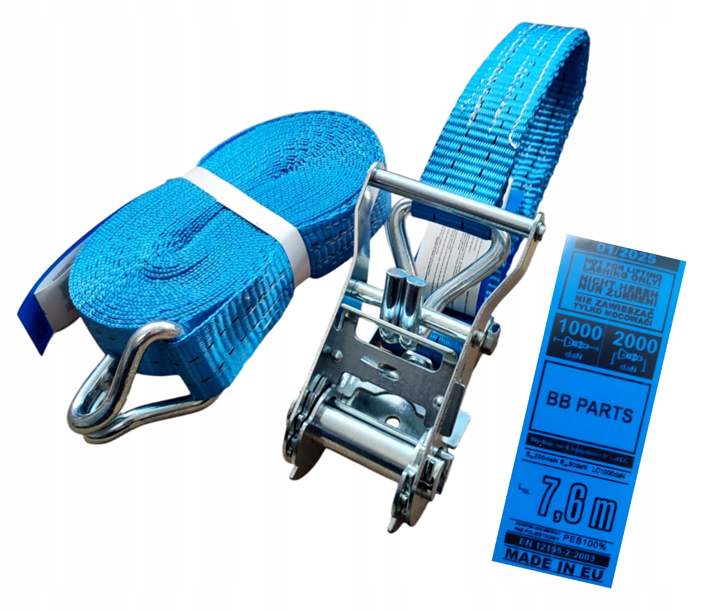 Pas Transportowy 8m 35mm 2t Mocne pasy transportowe komplet z napinaczem Pl