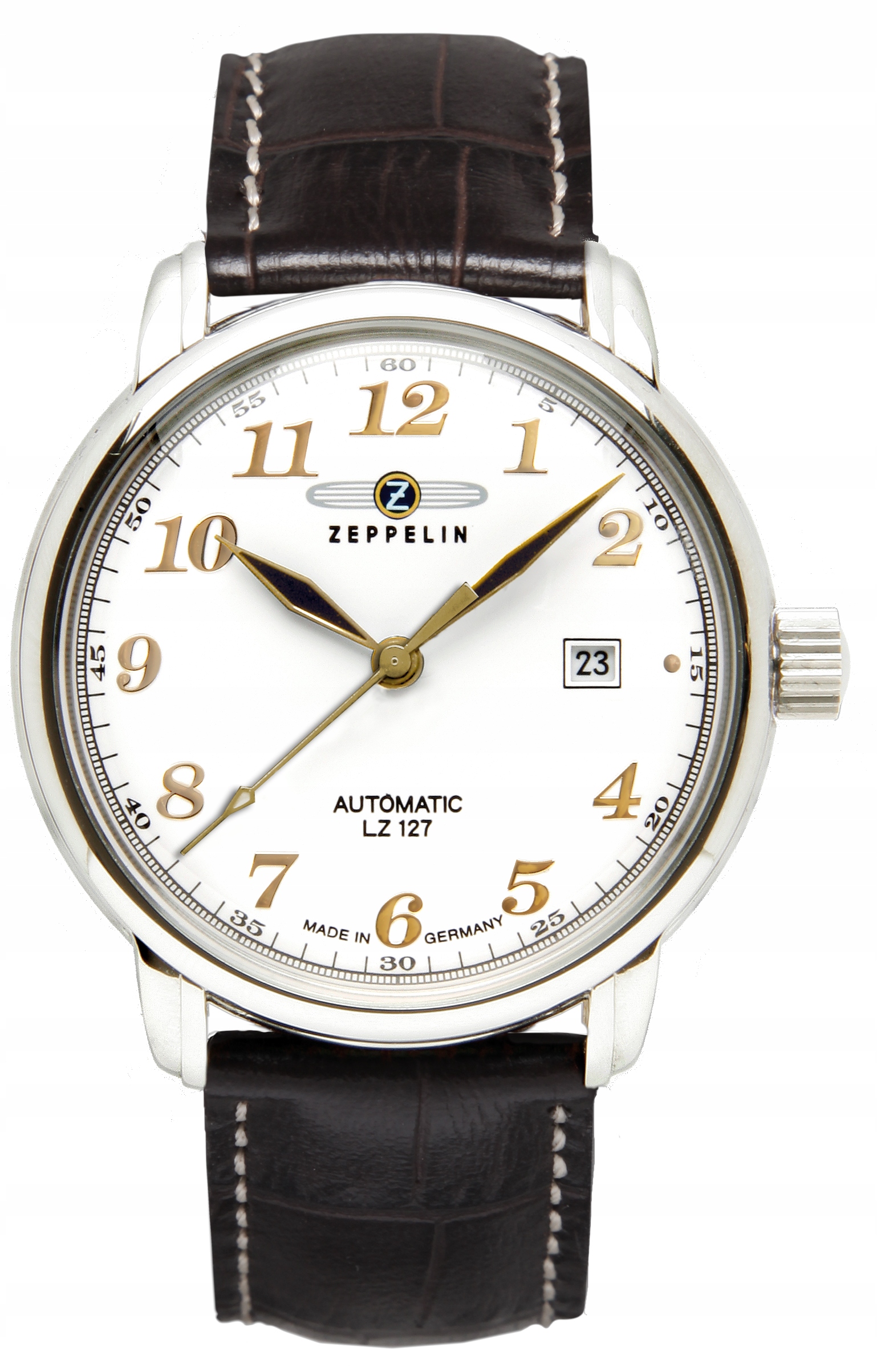 Nové Originální Pánské hodinky Zeppelin 7656-1 na řemínku gravírování datum