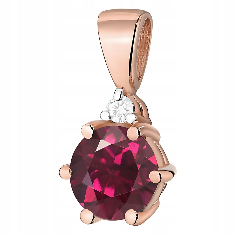 Zlatý Přívěsek Dámský pr. 585 14k Klasický Kulatý Rodolit 0,60ct