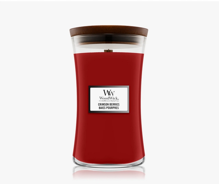 WoodWick Sójová vonná svíčka Crimson Berries Velká 610 g Dřevěný knot