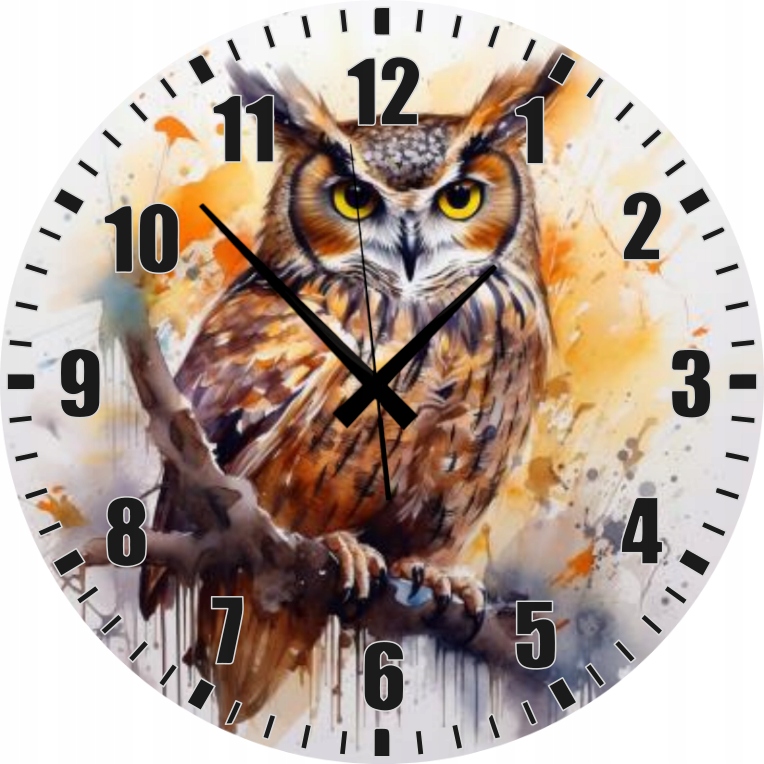 Dekorativní nástěnné hodiny Sova na větvi Owl 45 cm