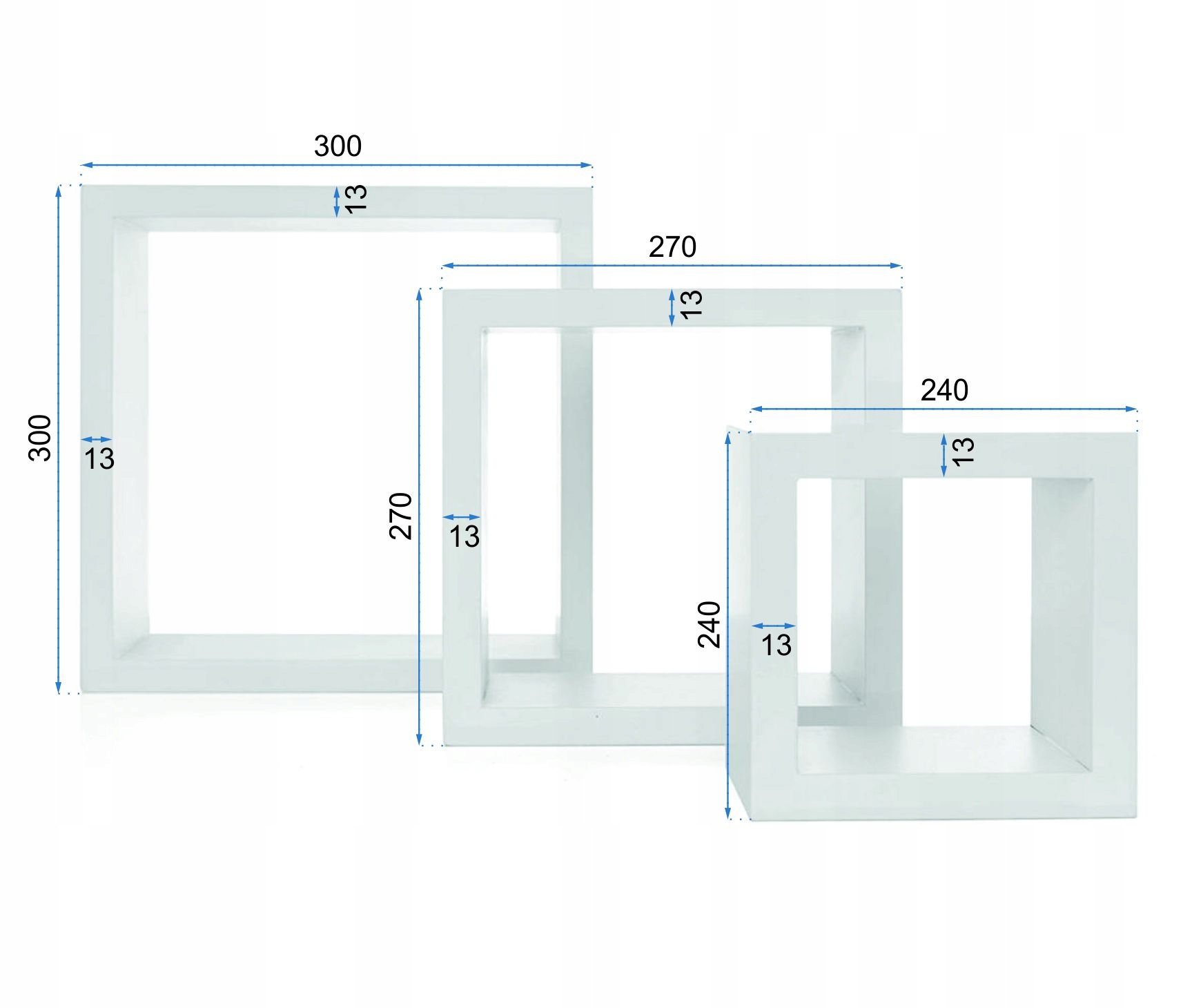 PÓŁKA WISZĄCA DO SALONU KOMPLET 3SZT BIAŁA Kolor mebla biały