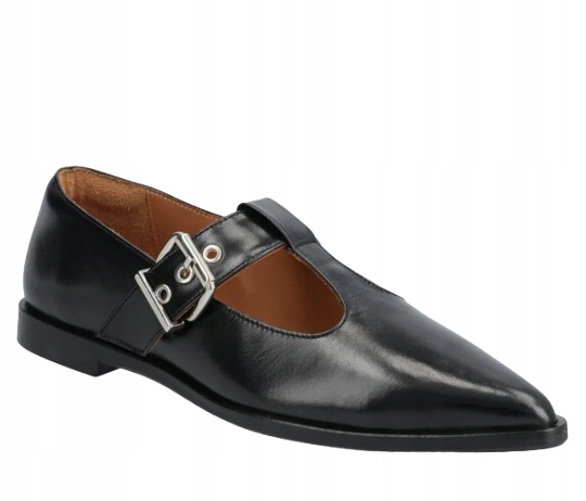 Billi Bi Černé Kožené Baleríny S Přezkou 37 T7A