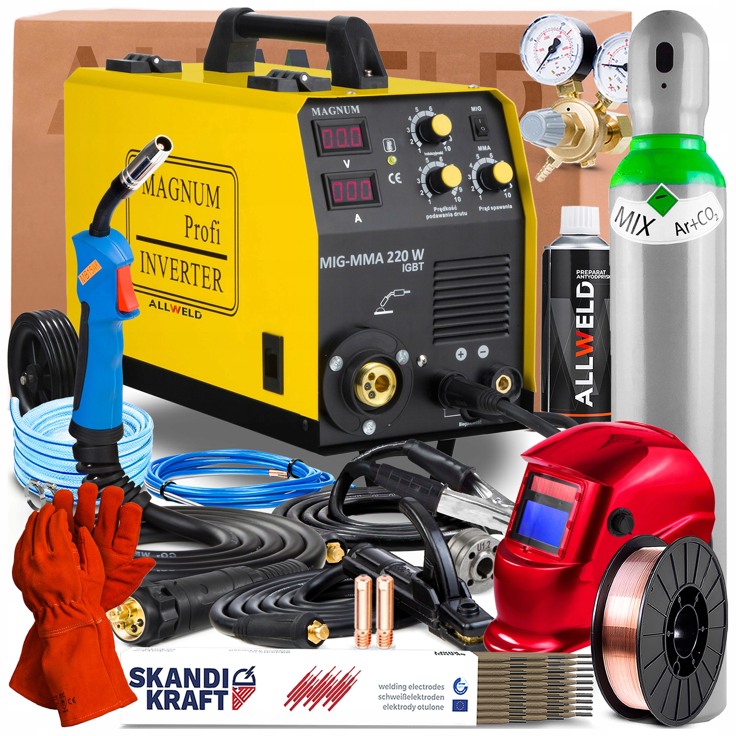 Svářečka Magnum Mig Mag 200W 230V 200A Lutosvařování Mma Flux 2-VÁLCOVÁ Igbt