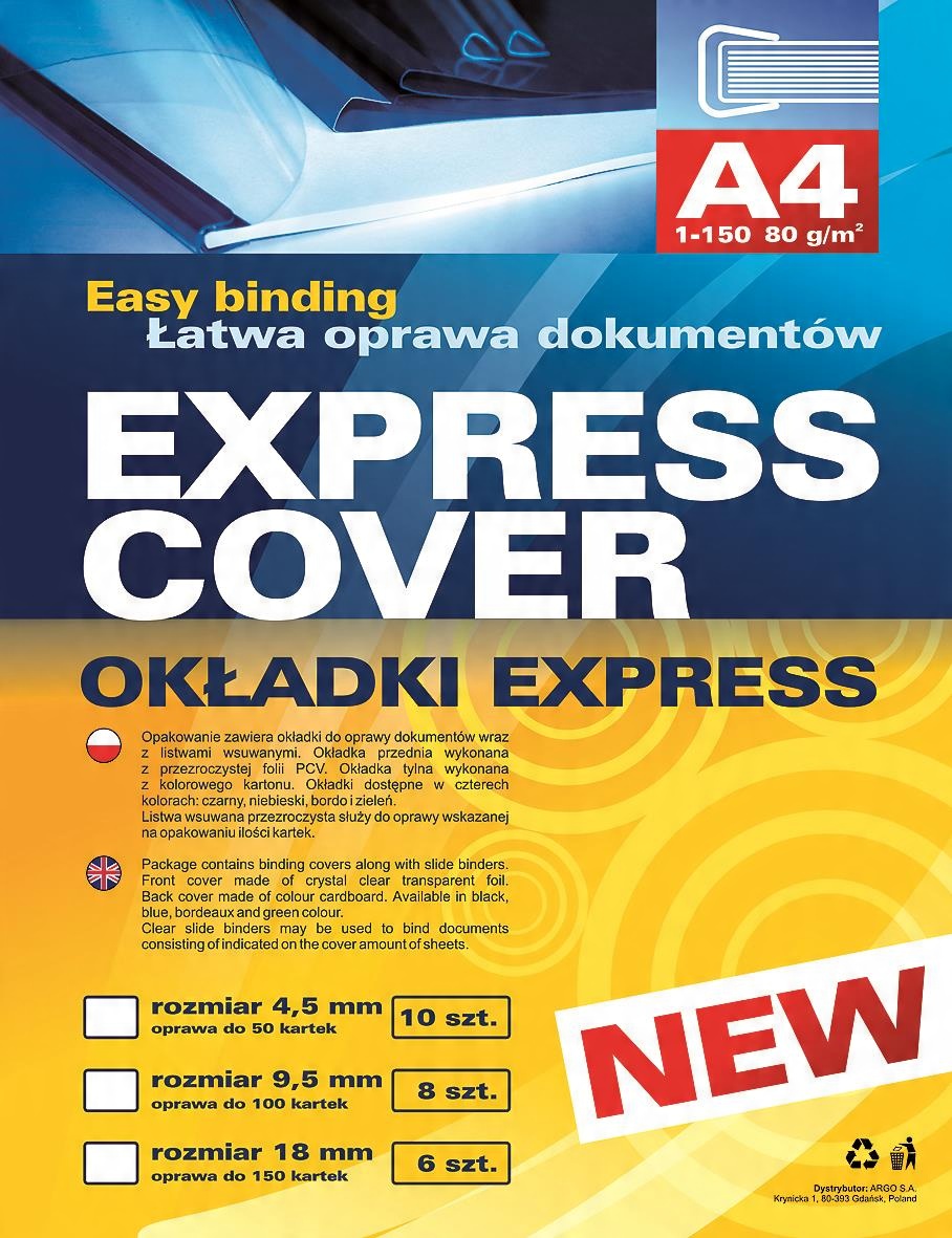 

Okładki Express Argo rozmiar 9,5 mm niebieskie