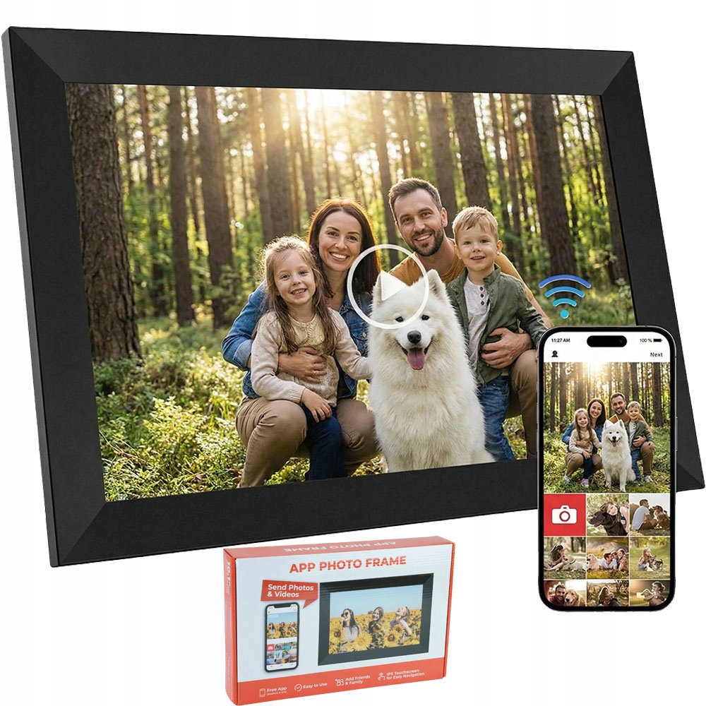 Ramka Cyfrowa Frameo WiFi 10.1" 64GB Fotoramka Film Dotykowa Ips Czarna