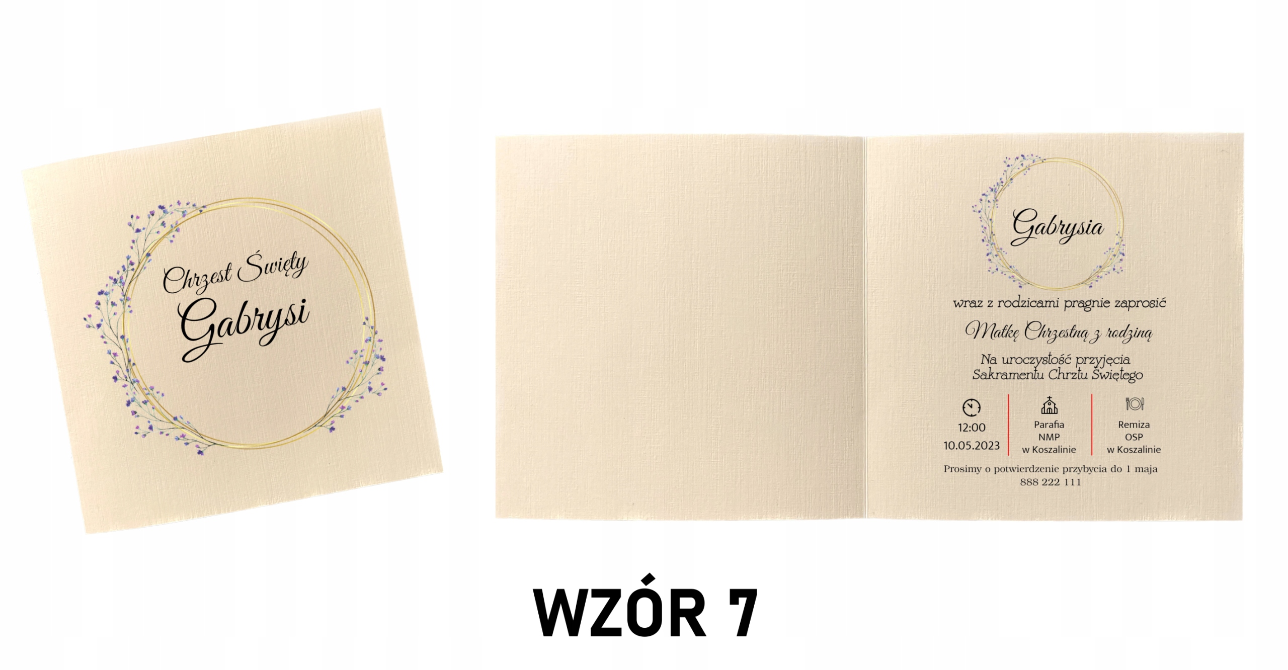 ZAPROSZENIE NA CHRZEST ŚWIĘTY PERSONALIZACJA Kształt prostokątny