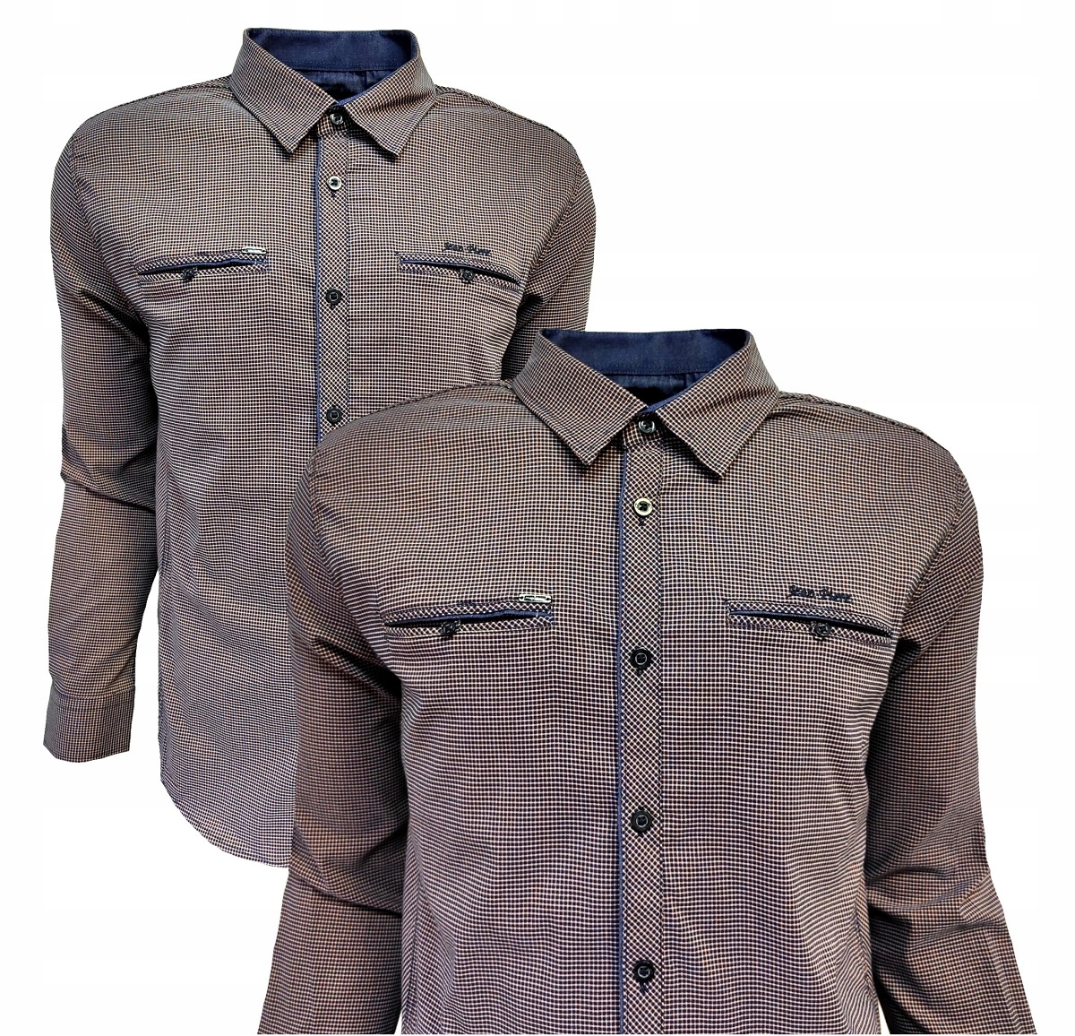 Pánská sportovní košile s kapsami a kostkovaným vzorem Bagarda L