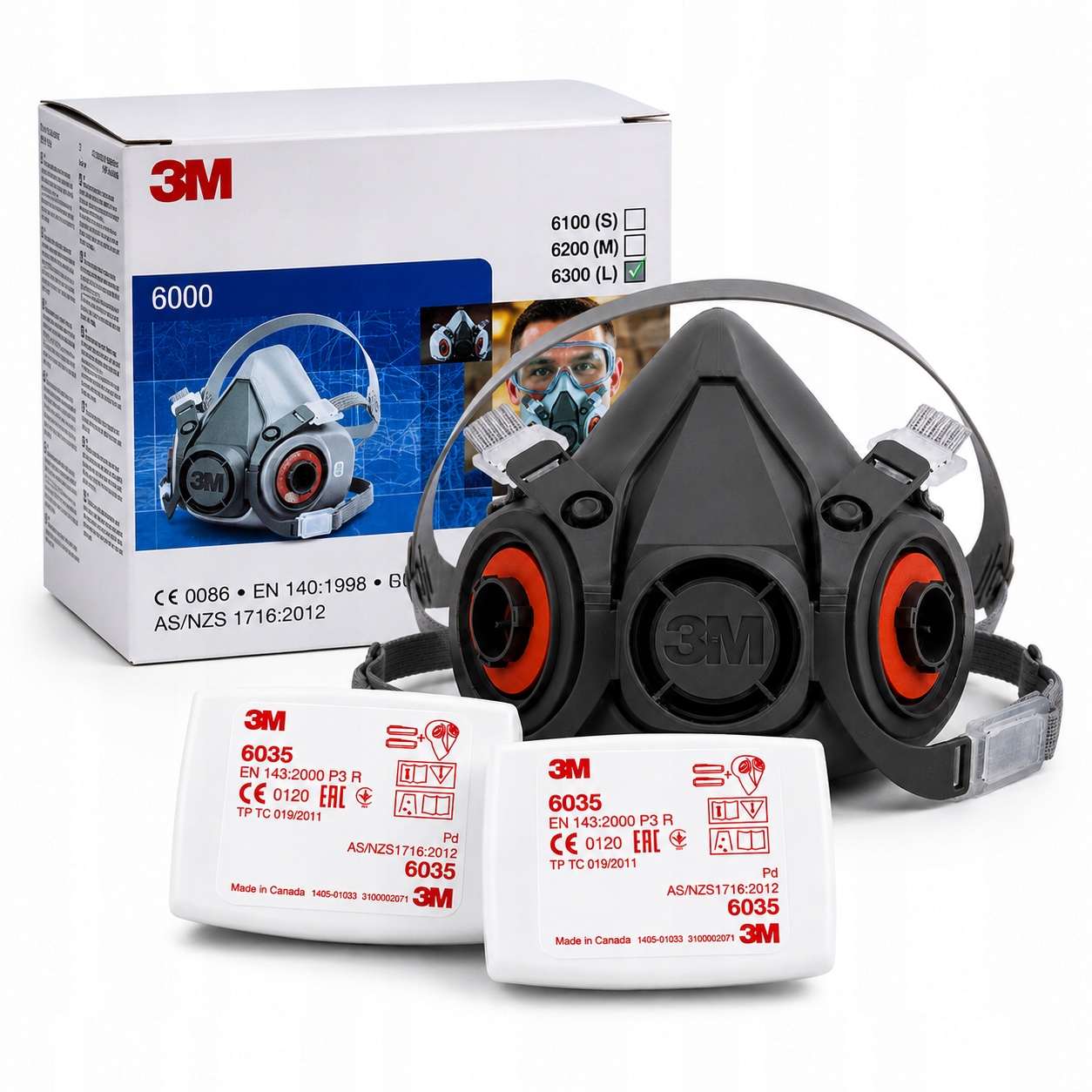 Polomaska 3M 6300 Kompletní maska s prachovými filtry 6035, 2 ks