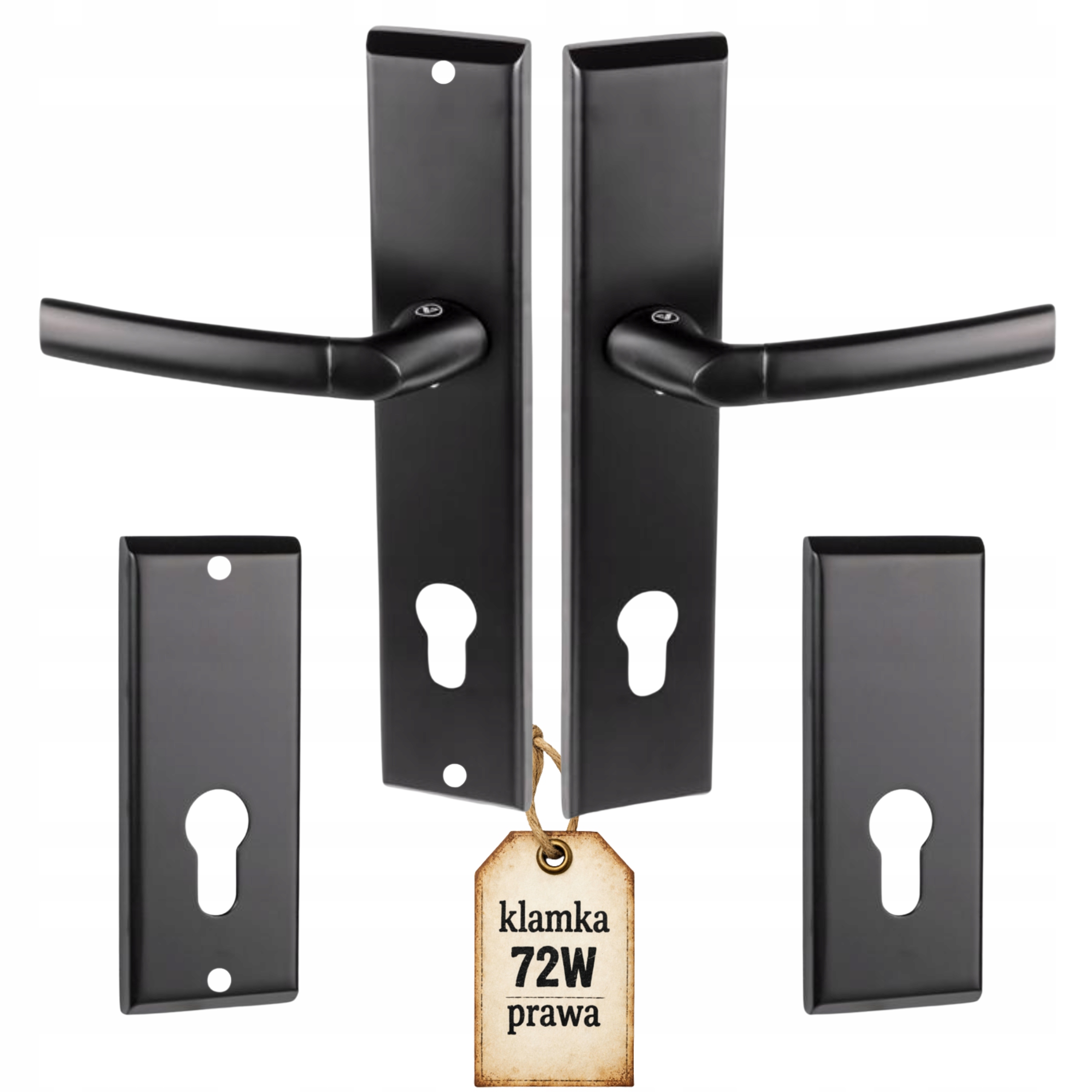 Klika pro vchodové dveře 72 mm pravá černá horní štítek City