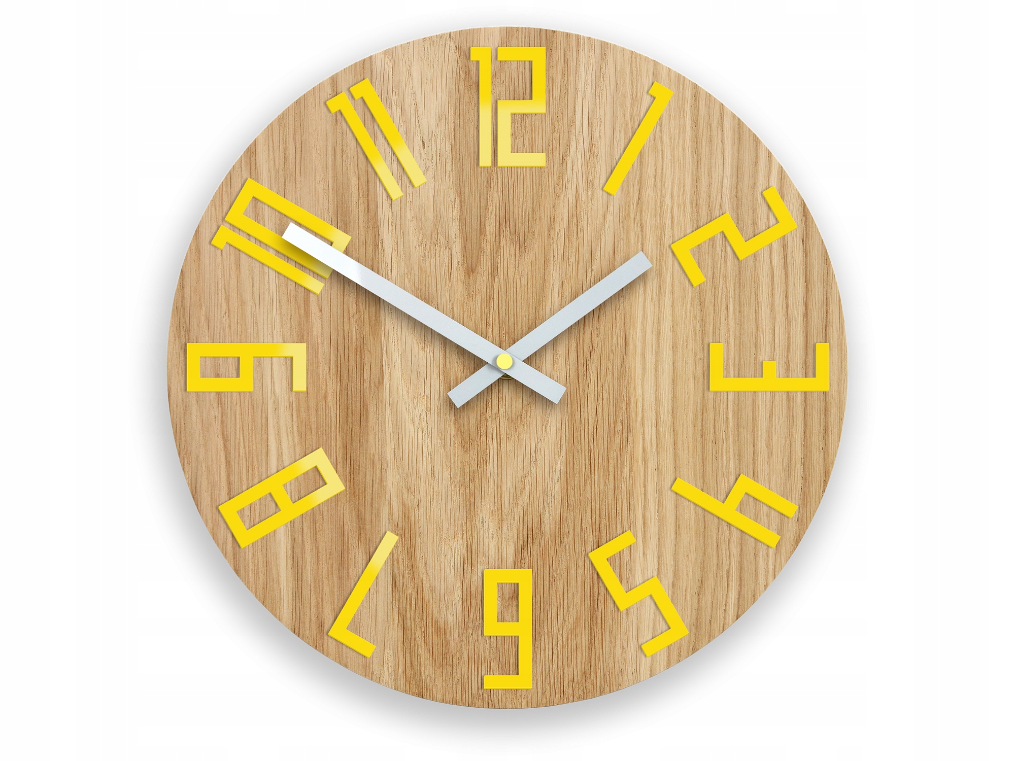 Moderní dřevěný nástěnný hodinový stroj s velkými číslicemi Kulatý Tichý loft