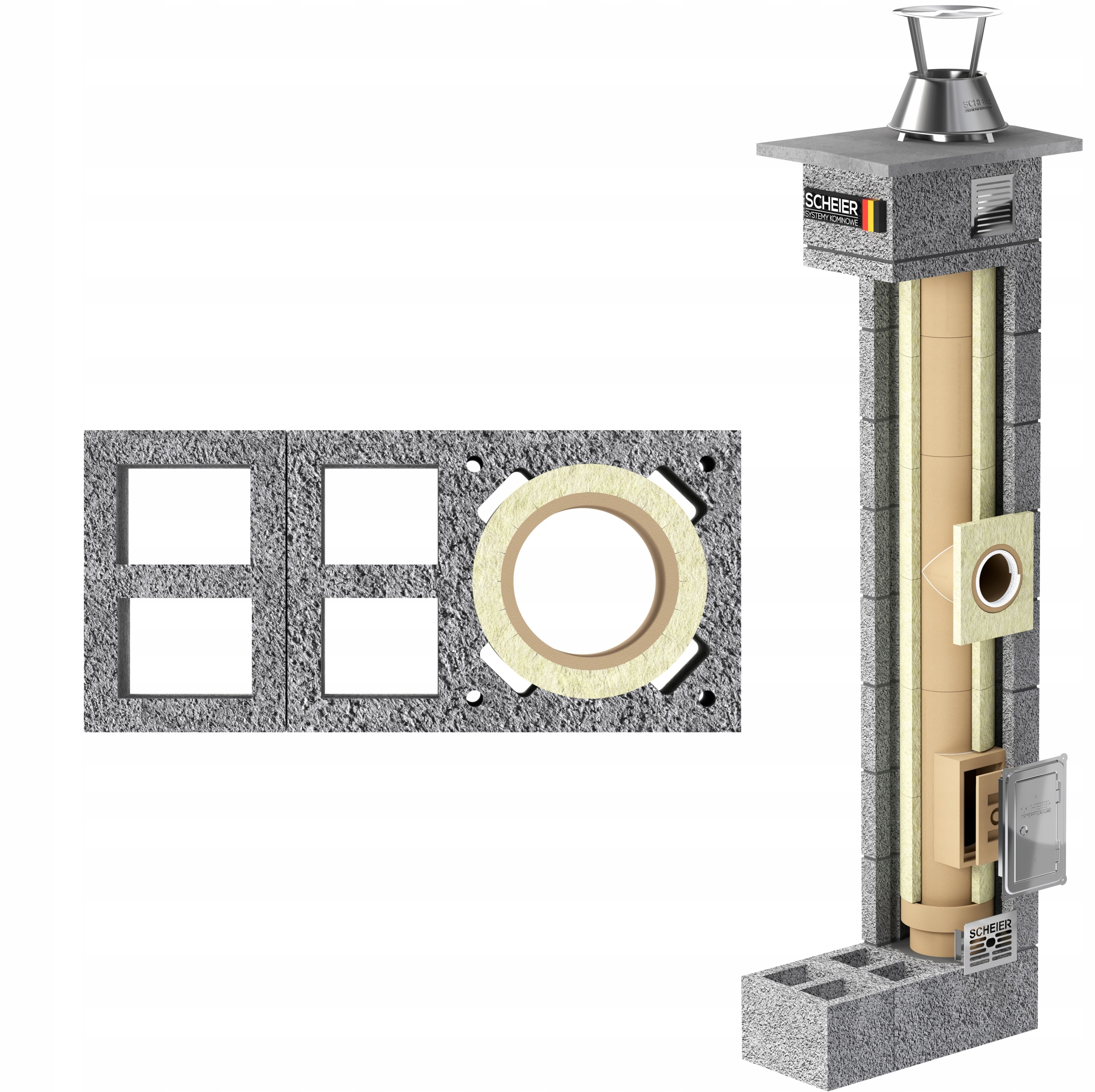 Keramický systémový komín fi 180 9 m kompletní sada komínového systému Max