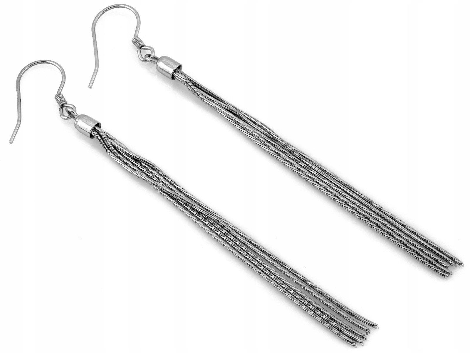 Stříbrné náušnice 925 s otevřeným biglem a řetízky, 3.18 g, dlouhé, závěsné