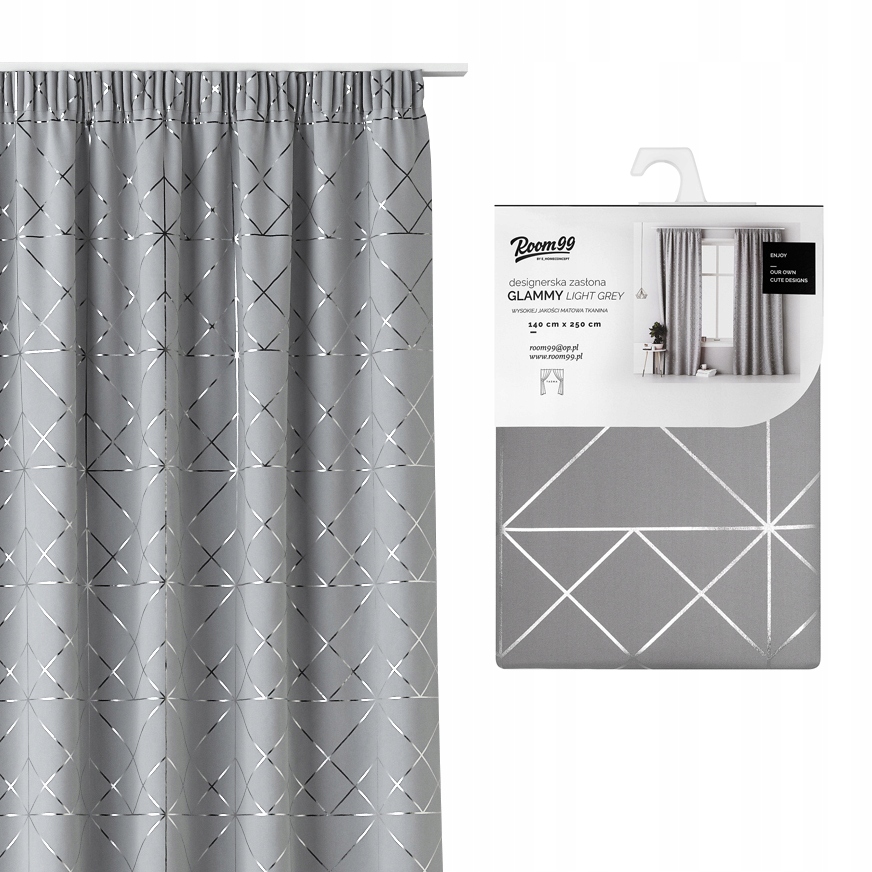 

Designerska zasłona 140x280 gotowa na taśmie Loft