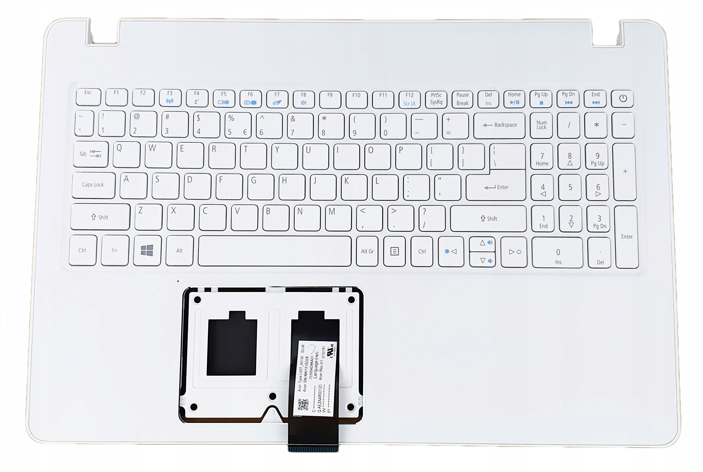 Nová Krytka Klávesnice Acer F5-573 F5-573G F5-522 F5-522G Us Biela