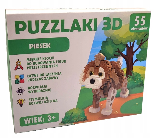 

Puzzle piankowe 3D Puzzlaki Piesek 55 el.