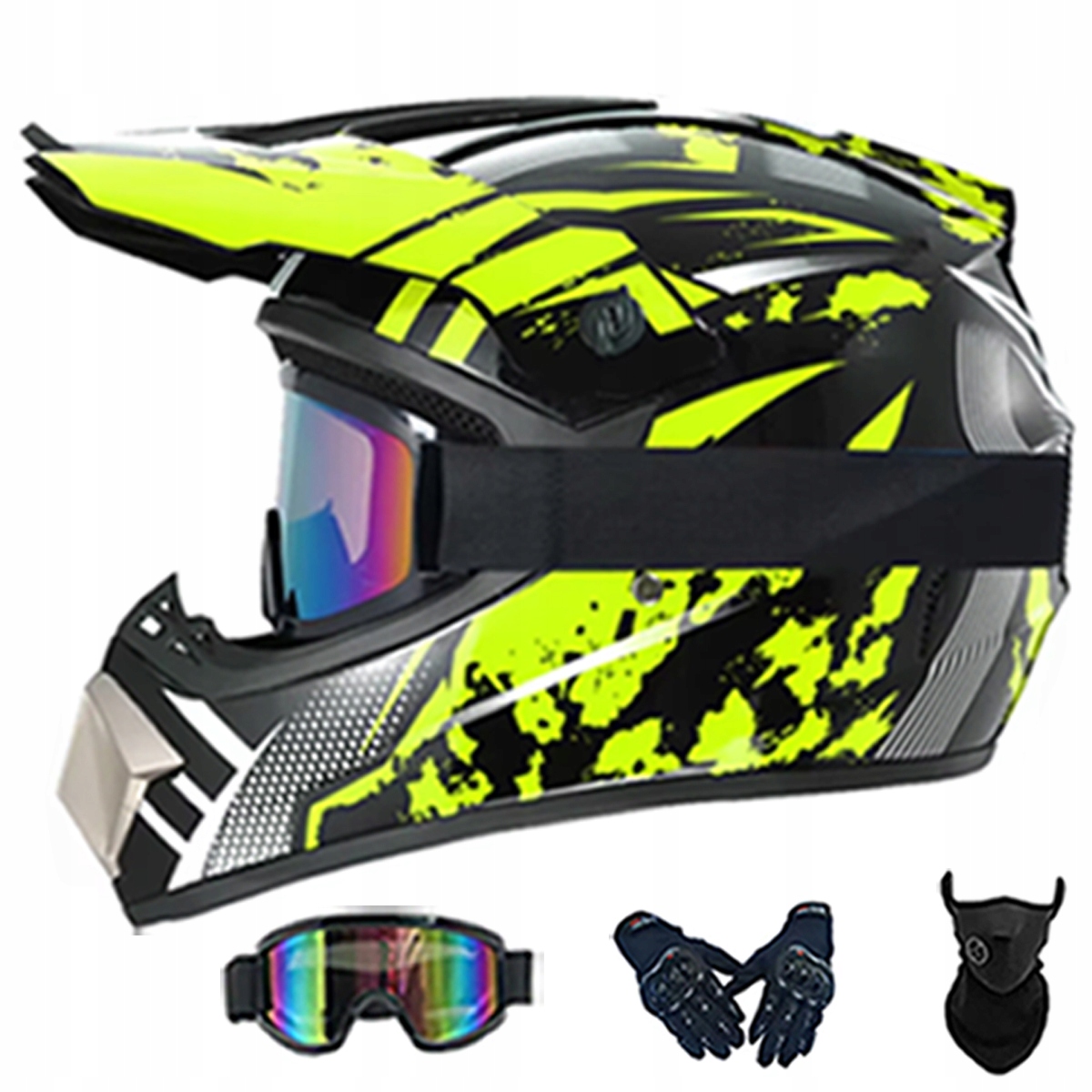 Motocyklová Přilba Lehká Enduro Quada Brýle Rukavice Maska M
