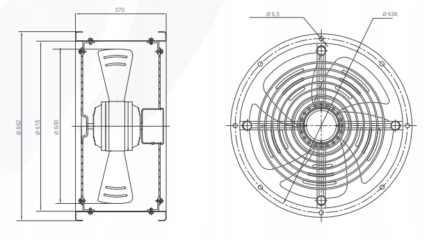 Wentylator kanałowy osiowy Ferono FKO 600 Marka Ferono