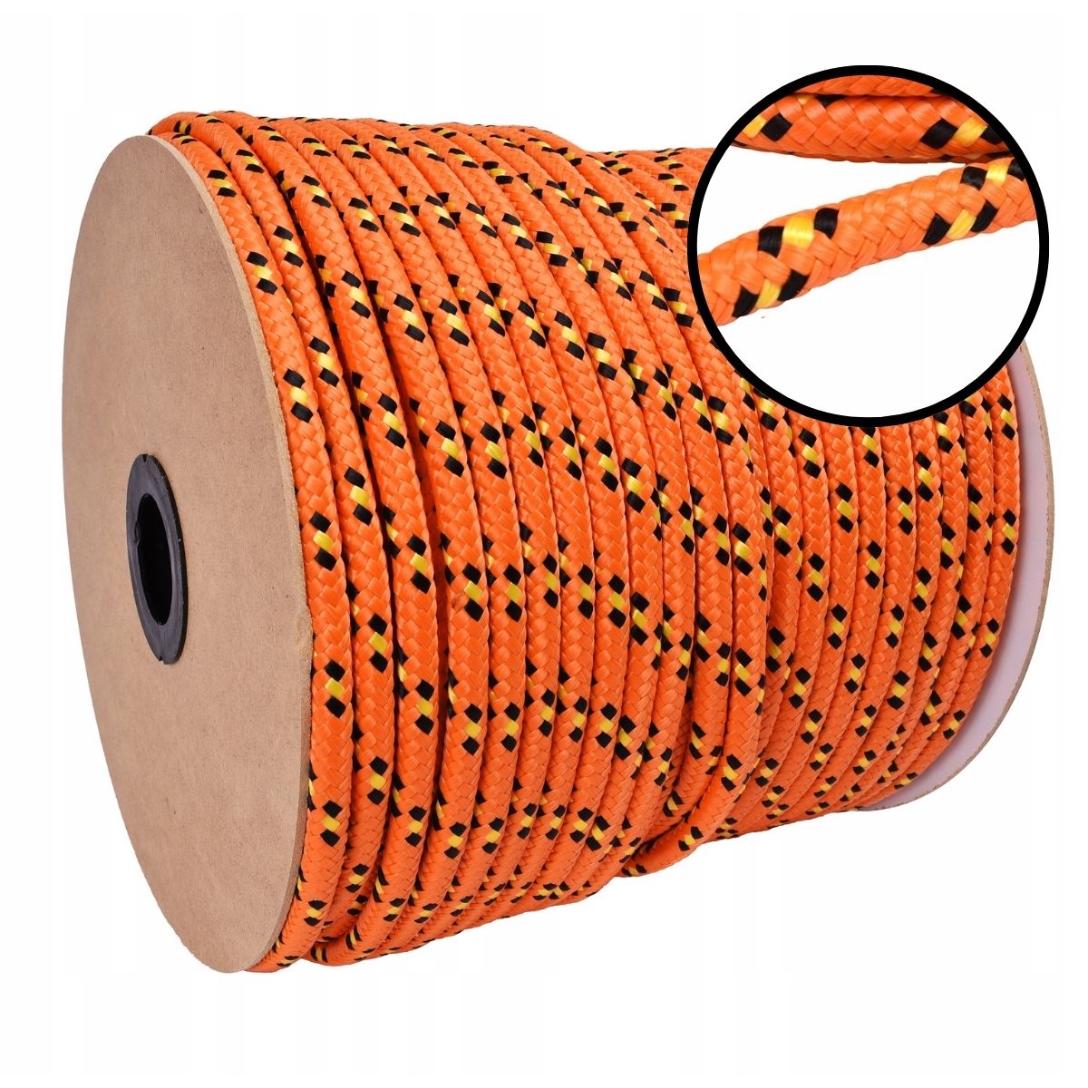 Polypropylenové lanko Pletené Stavební Námořnické Silné 12mm 50M Pomerančové