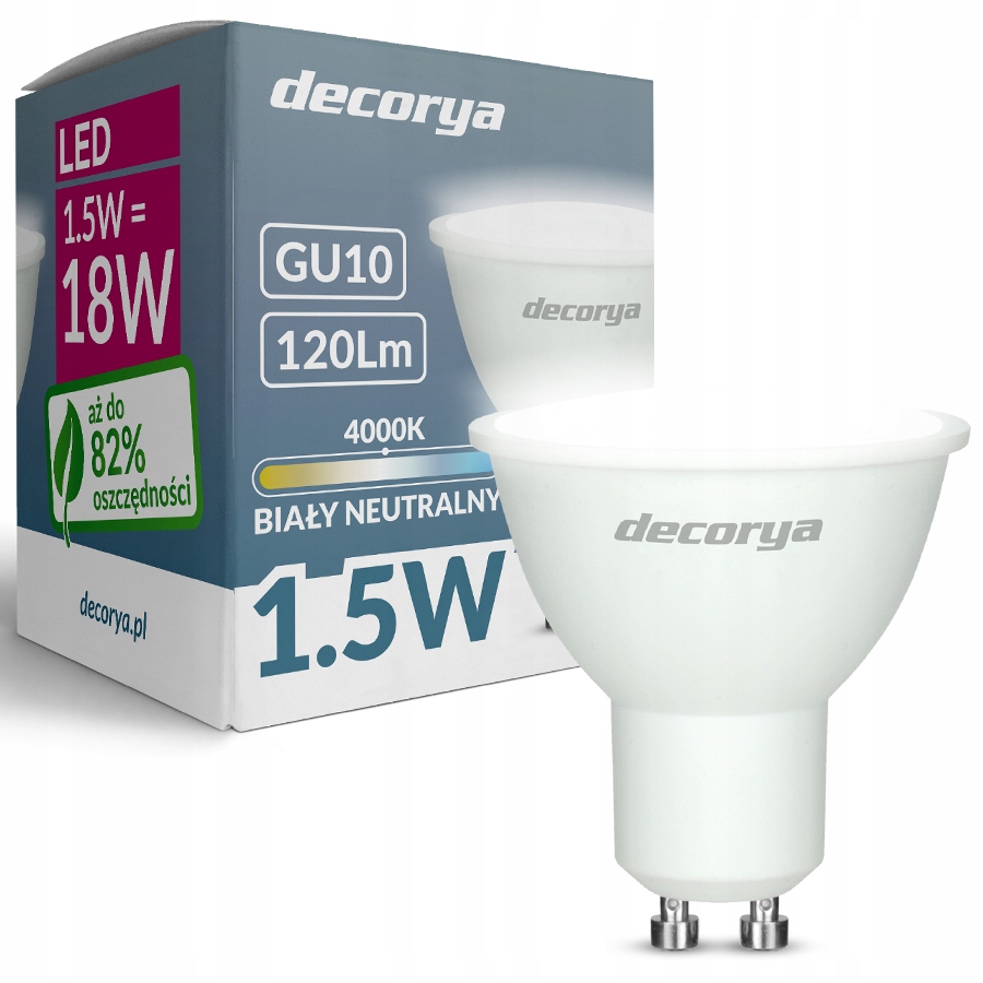 

Żarówka Led GU10 Decorya 1,5W 4000 Biała Neutralna