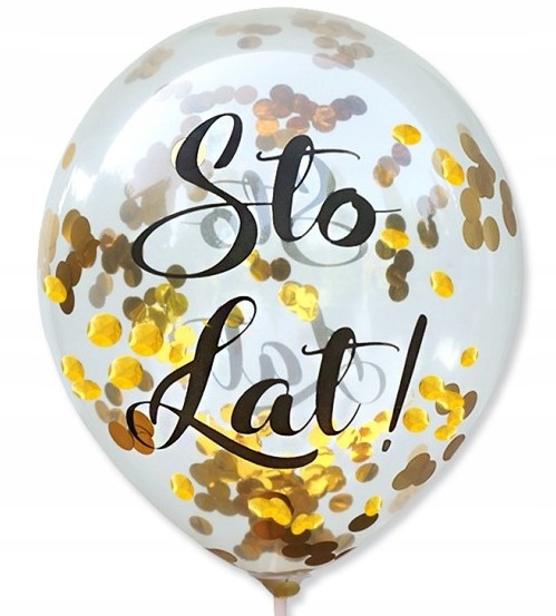 

Balon Sto Lat Z Konfetti Złote Metaliczne 5SZT