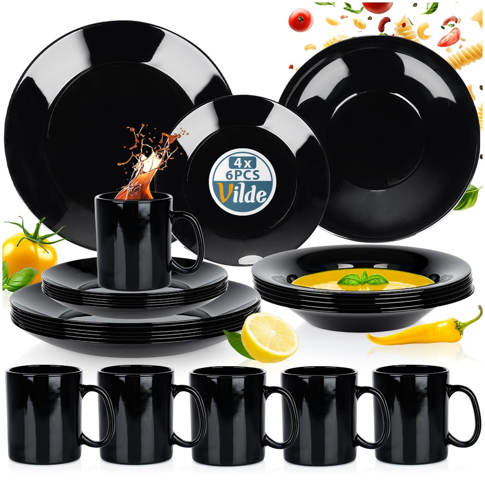 Obědový set komplet servis jídelní talíř mělký hluboký dezertní 24el