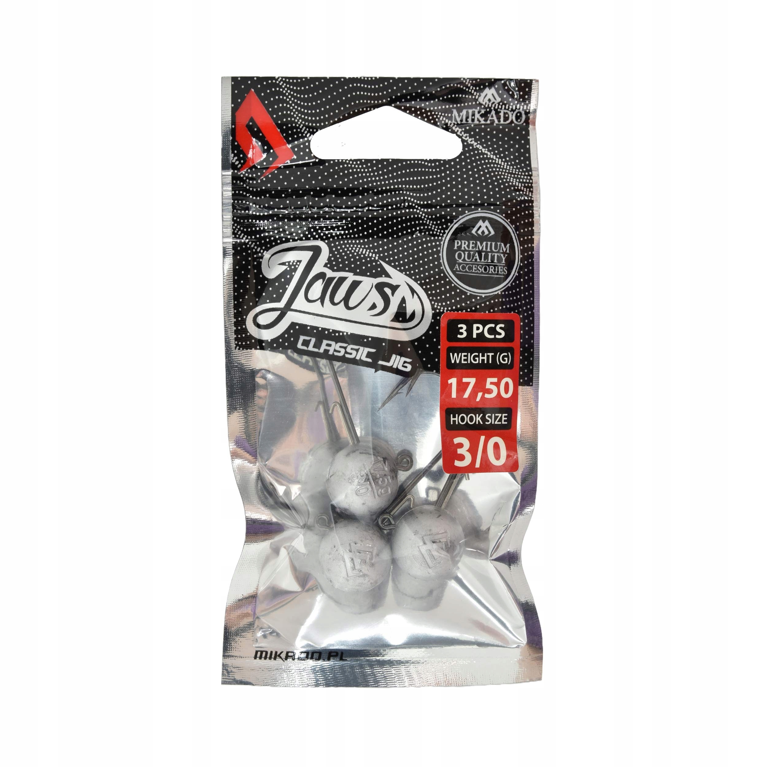 Główka jigowa klasyczna Mikado Jaws Classic rozm.3/0 17.5g 3szt.